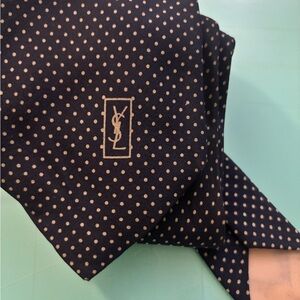 YSL Navy Dotted Jacquard vintage Silk Tie